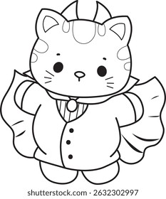 Lineart of a bunch of cute cat with various activities.
Outline of kawaii animal kitty for scrapbook and sticker.
outline of kitten wearing a vampire costume
