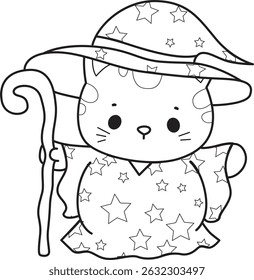 Lineart of a bunch of cute cat with various activities.
Outline of kawaii animal kitty for scrapbook and sticker.
outline of kitten wearing witch costume
