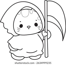 Lineart of a bunch of cute cat with various activities.
Outline of kawaii animal kitty for scrapbook and sticker.
outline of kitten wearing an angel of death costume