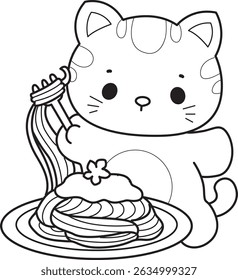 Lineart of a bunch of cute cat with various activities.
Outline of kawaii animal kitty for scrapbook and sticker.
outline of kitten want to eating spaghetti

