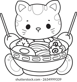 Lineart of a bunch of cute cat with various activities.
Outline of kawaii animal kitty for scrapbook and sticker.
outline of kitten want to eating ramen