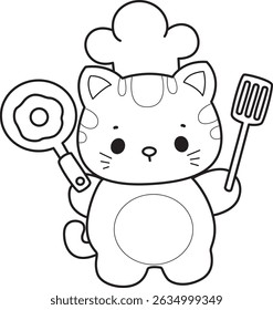 Lineart of a bunch of cute cat with various activities.
Outline of kawaii animal kitty for scrapbook and sticker.
outline of kitten want to cooking eggs
