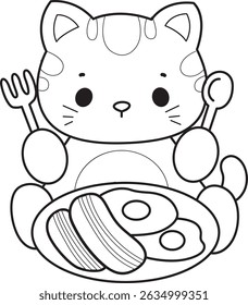 Lineart of a bunch of cute cat with various activities.
Outline of kawaii animal kitty for scrapbook and sticker.
outline of kitten want to eating bacon and eggs
