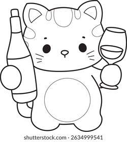 Lineart of a bunch of cute cat with various activities.
Outline of kawaii animal kitty for scrapbook and sticker.
outline of kitten bring a red wine
