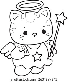 Lineart of a bunch of cute cat with various activities.
Outline of kawaii animal kitty for scrapbook and sticker.
outline of kitten with angel costume
