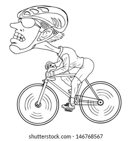 Line-art caricature of a bicycle athlete