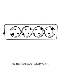 Lineart, A cartoon style electrical outlet is a playful and whimsical representation of a power outlet, suitable for graphic designs targeting children, fun advertisements, or animated presentations.