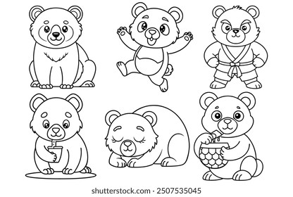 Lineart of Cute Deer Artset for Coloring