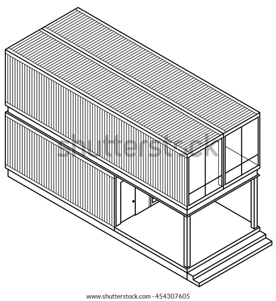 Lineart Drawing Housebuilding Made Out Shipping Stock Vector (Royalty ...