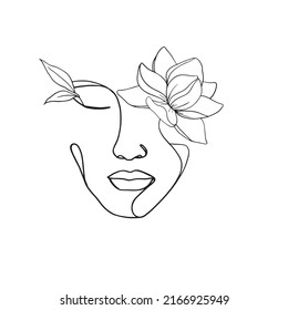 lineart face drawing with a flower