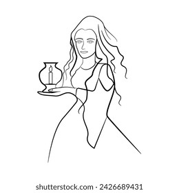 Lineart, face and hairstyle, fashion concept, woman beauty minimalist