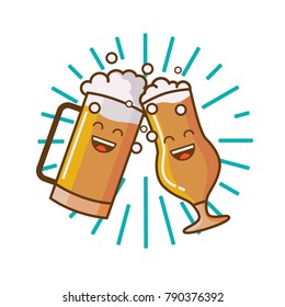 Lineart flat emoji beer logo