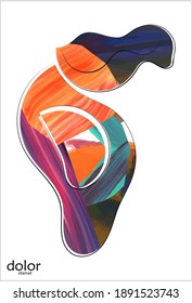 Line-art fruit illustration. Watercolor textured minimal art print. Isolated artistic floral object on white.  Free hand logo drawing.