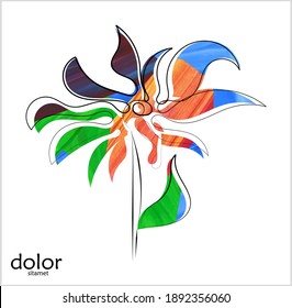 Line-art fruit illustration. Watercolor textured minimal art print. Isolated artistic floral object on white.  Free hand logo drawing.