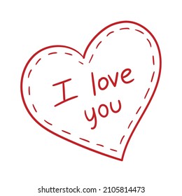 Lineart heart with the text "I love you"