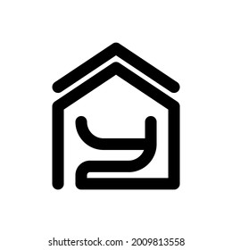 Lineart of home shape and letter Y for real estate developer company logo.