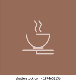 Line-art hot soup logo royalty free