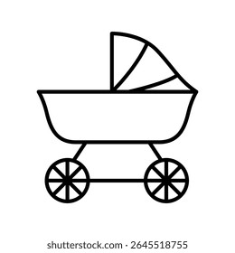 Lineart Icon baby stroller for festive cards invitations and social media