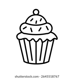 Lineart Icon cup cake for festive cards invitations and social media