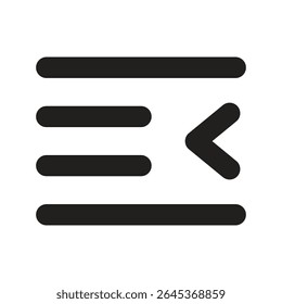 Recuo à esquerda do ícone linear. Ferramentas tipográficas e de parágrafo para interface do usuário, aplicativos e design da Web.