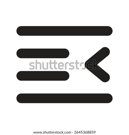 Lineart Icon left indent. Typographic and Paragraph Tools for UI, Apps, and Web Design.