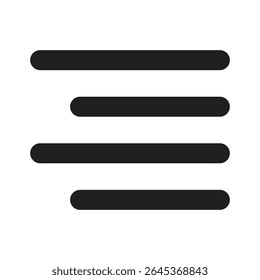 Icono lineal alineación correcta. Herramientas tipográficas y de párrafos para interfaz de usuario, App y Diseño web.