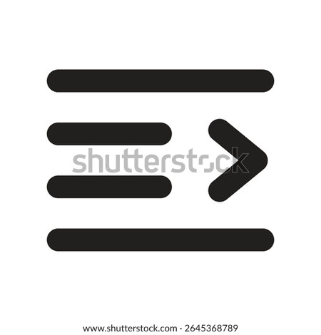 Lineart Icon right indent. Typographic and Paragraph Tools for UI, Apps, and Web Design.