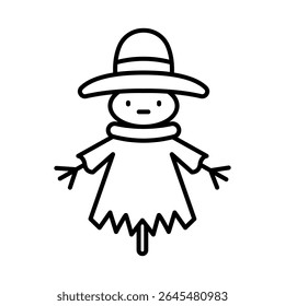 Lineart Icon scarecrow for farm and agriculture themes