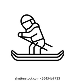 Lineart Icon skiing for tourism agency