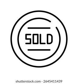 Lineart Icon sold stamp for property management and housing service branding