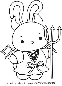 Lineart of Illustration of cute bunny icon.
Outline of Funny rabbit in daily activities elements.
outline of bunny wearing a devil costume
