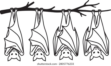 Lineart illustration multiple bats