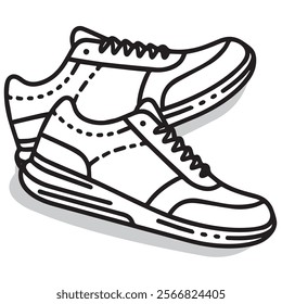 Lineart illustration of a pair of white shoes with clean and elegant strokes. Perfect for fashion themes, minimalist designs, or branding projects. High-quality and versatile digital artwork.