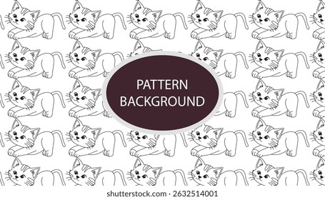 Lineart kitten pattern background design
