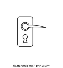 Line-art of latch handle and keyhole