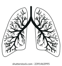 lineart logo of healthy human lungs with bronchi