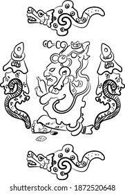 Lineart of mayan charcoal in codices, an aproximation to the present digital art, few modifications, useful to be scaled. 