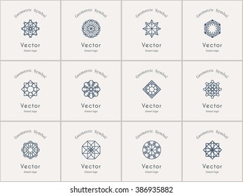 Lineart ornamental logo templates set. Vector arabic geometric symbols