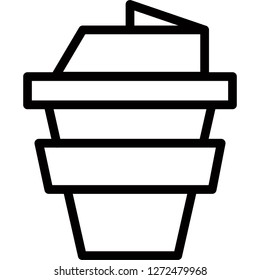 lineart paper cup icon vector