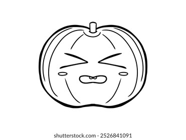 lineart of a pumpkin with an expression of wanting to cry
