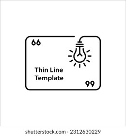 plantilla de presupuesto lineal con bombilla. golpe plano diseño moderno de arte gráfico logotipo o diseño de título aislado en fondo blanco. concepto de descripción metáfora y etiqueta eureka mínima