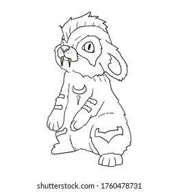 Lineart rabbit for coloring children book