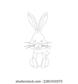 lineart of rabit, vector illustration,beautifull rabit line art