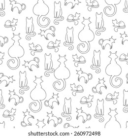 lineart seamless pattern from cats