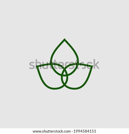 Line-art of three interconnected leaves