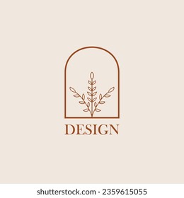 Lineart tree plant logo vector minimalism design, for holiday rentals, travel services, tropical spa, coffee shop, studio, and beauty studios