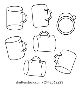 Lineart Vektor Cup Icon Set