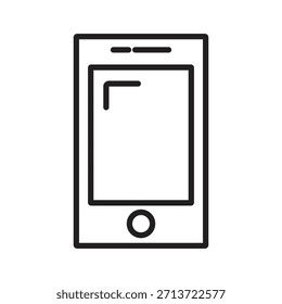 Icono de Vector de arte lineal de un teléfono inteligente con una marca de esquina en la pantalla, que indica una función de interfaz de cámara, escaneo o App. Ideal para destacar acciones digitales o centrarse.