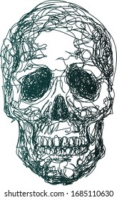 
lineart vector illustration of gradient skull painted