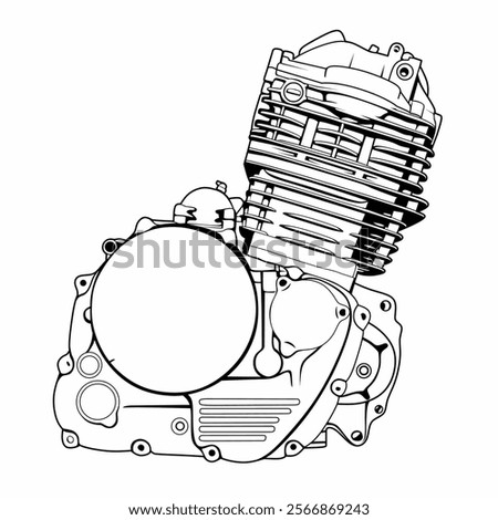 lineart vector illustration image of a motor engine